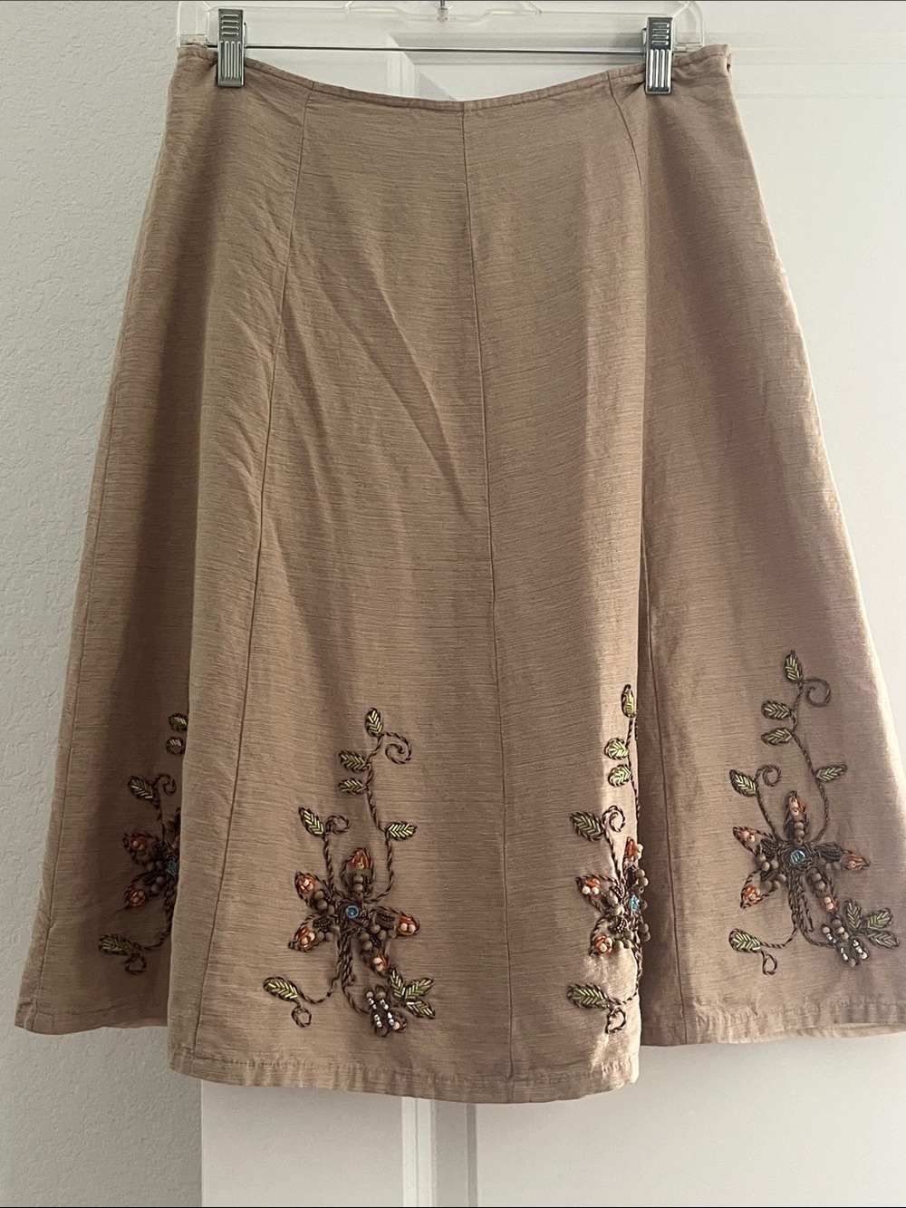 SILK LAND  Floral Silk A-Line Skirt
